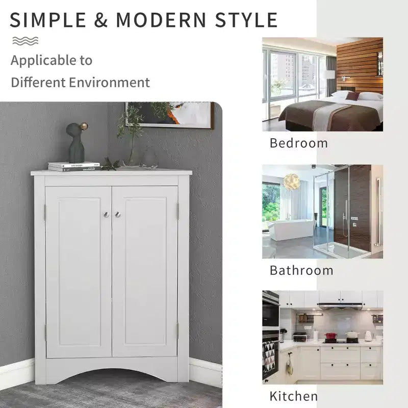 Triangle Corner Bathroom Cabinet with Adjustable Shelves