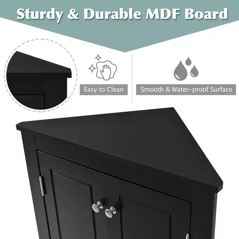 Triangle Corner Bathroom Cabinet with Adjustable Shelves
