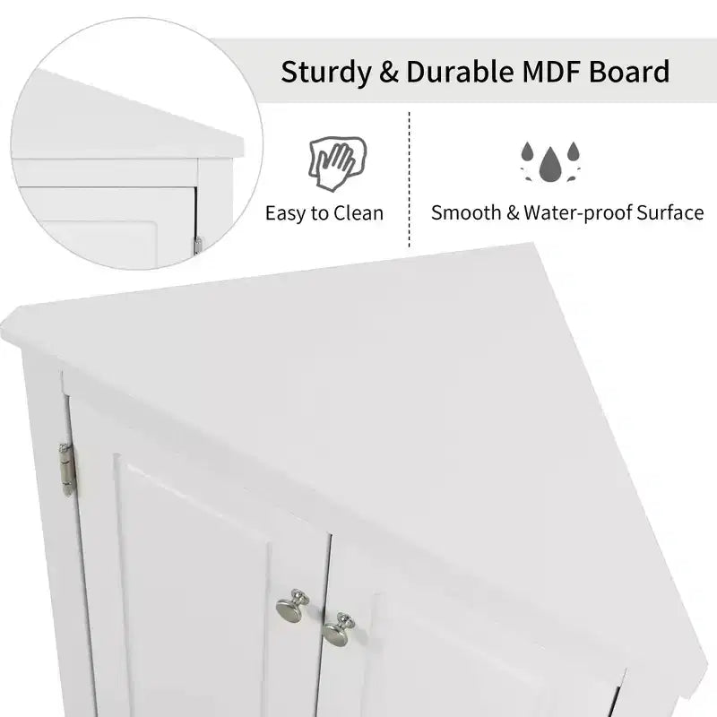 Triangle Corner Bathroom Cabinet with Adjustable Shelves