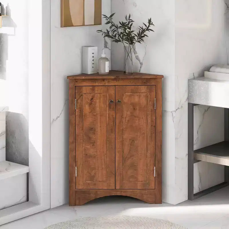 Triangle Corner Bathroom Cabinet with Adjustable Shelves