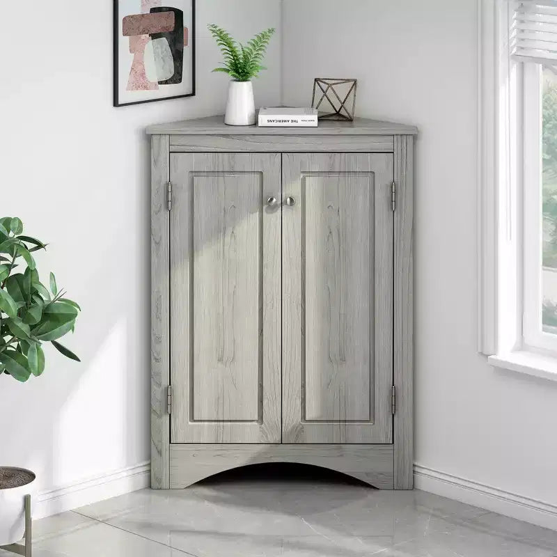 Triangle Corner Bathroom Cabinet with Adjustable Shelves