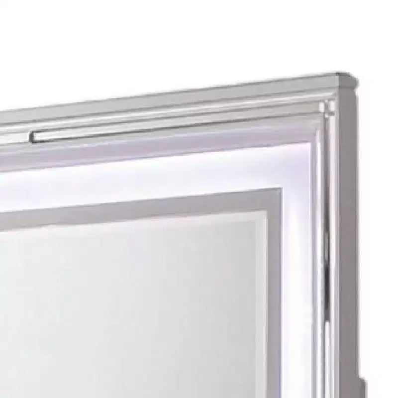 LED Vanity Dresser Mirror with Wood Frame, 47 Inch White