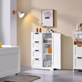 4-Drawer Floor Storage Cabinet with Single-Door Cupboard