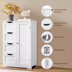 Armadietto a pavimento a 4 cassetti con vano ad anta singola