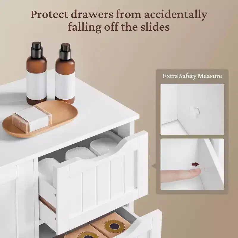 4-Drawer Floor Storage Cabinet with Single-Door Cupboard