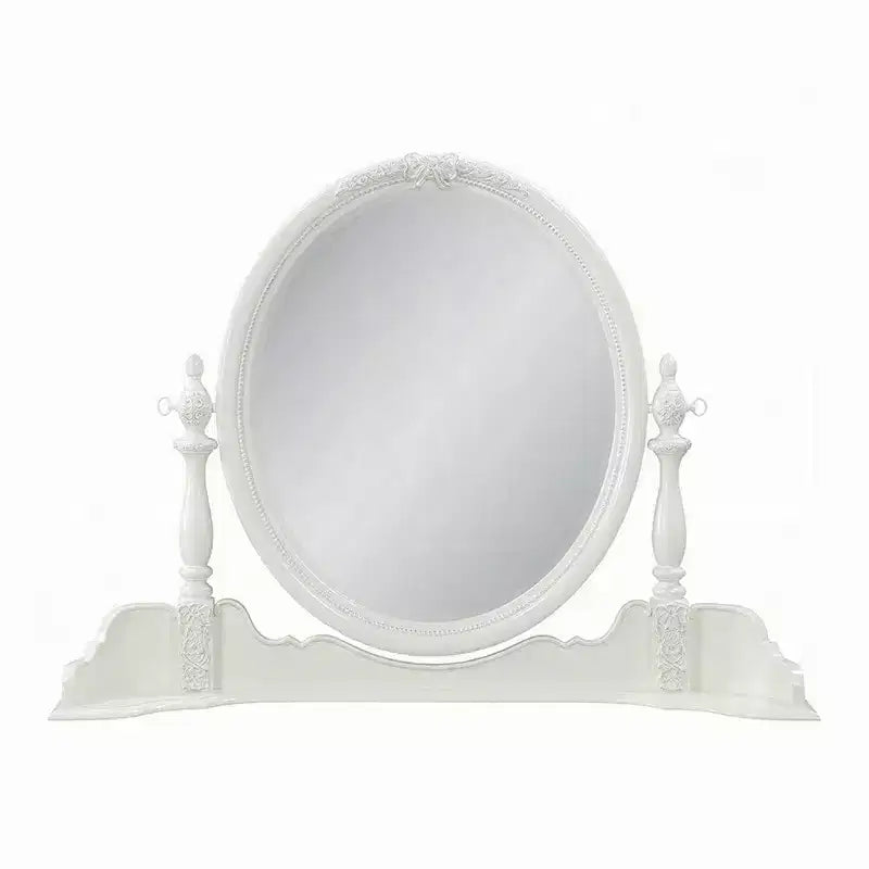 Vanity Dresser Mirror 35x48 White Wood Floral Beveled Edge