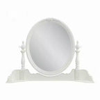 Specchio da Toilette 35x48 Legno Bianco Bordo Smussato Floreale