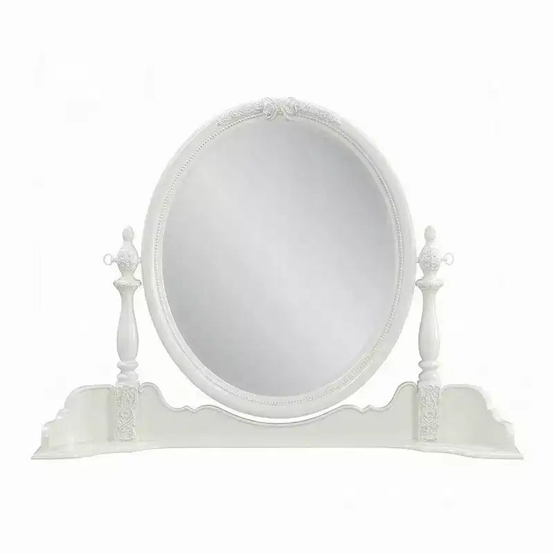 Vanity Dresser Mirror 35x48 White Wood Floral Beveled Edge