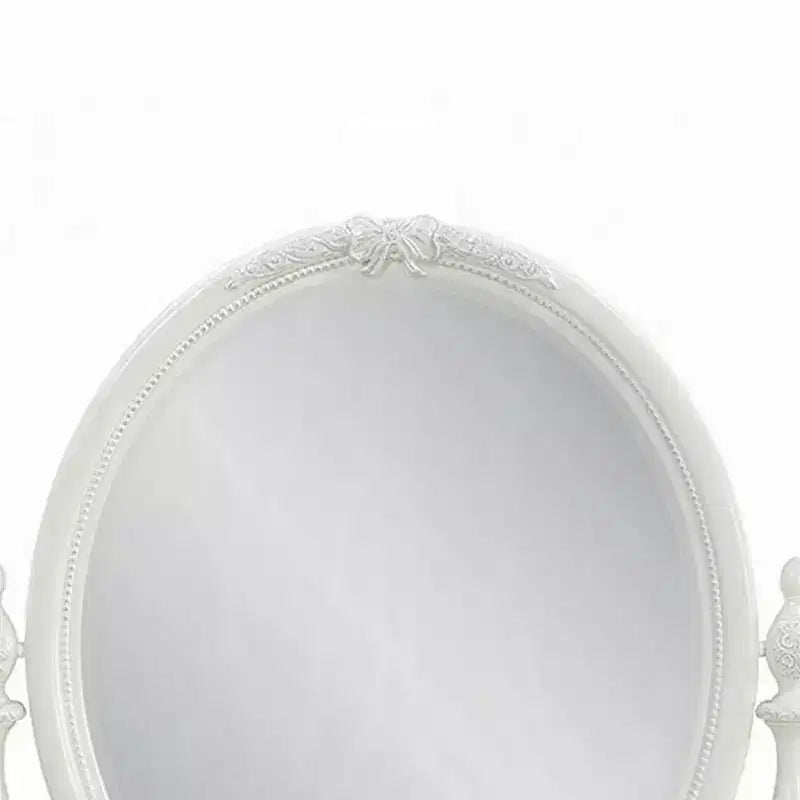 Vanity Dresser Mirror 35x48 White Wood Floral Beveled Edge