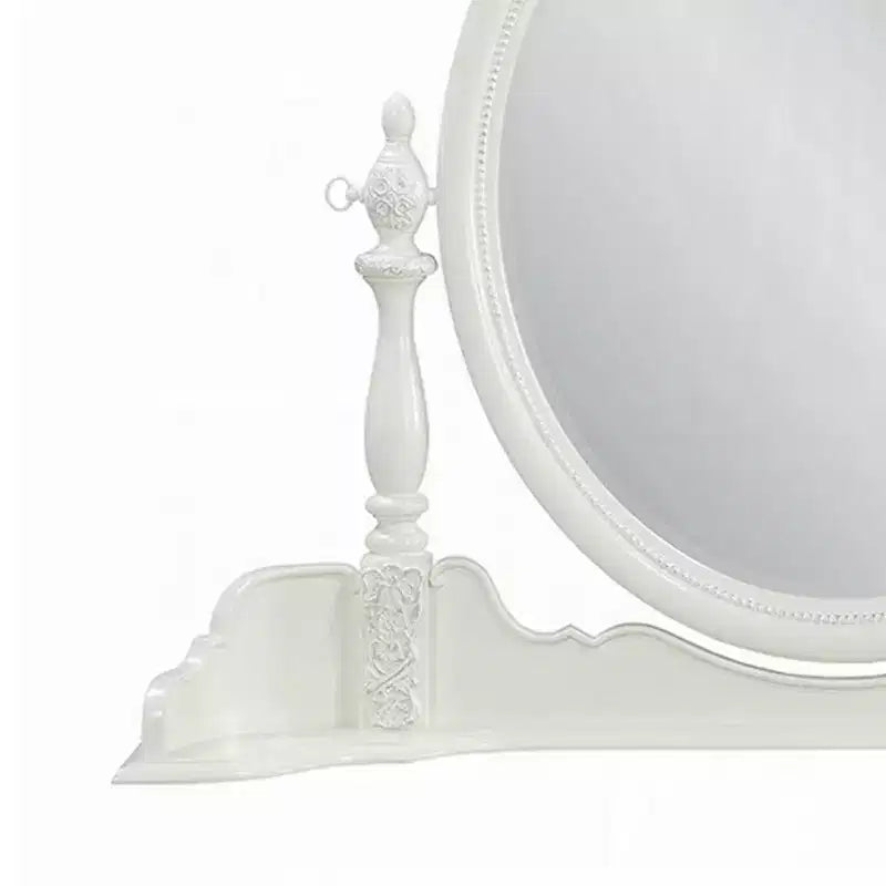 Vanity Dresser Mirror 35x48 White Wood Floral Beveled Edge
