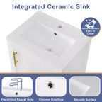 Mobile bagno da 50 cm con lavabo, anta con chiusura ammortizzata, portaoggetti e ripiano a giorno
