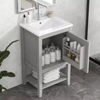 Mobile bagno da 50 cm con lavabo, anta con chiusura ammortizzata, portaoggetti e ripiano a giorno