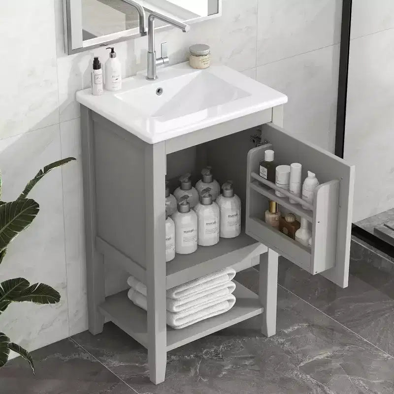 20 Inch Bathroom Vanity with Sink, Soft-Close Door, Storage Rack and Open Shelf