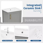 Mobile bagno da 50 cm con lavabo, anta con chiusura ammortizzata, portaoggetti e ripiano a giorno
