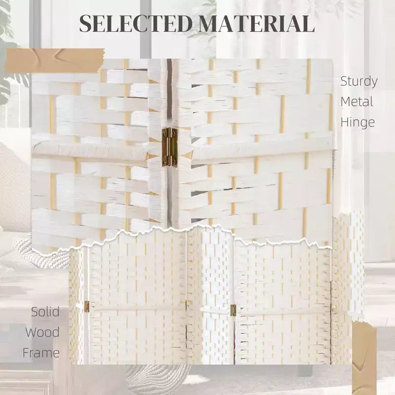 8-Panel Folding Room Divider with Woven Fiber Panels