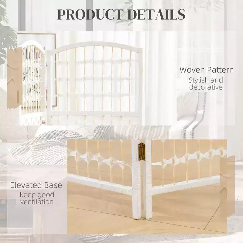 8-Panel Folding Room Divider with Woven Fiber Panels