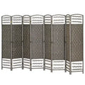 8 Panel Folding Room Divider Portable Privacy Screen Wave Fiber Room Partition for Home Office