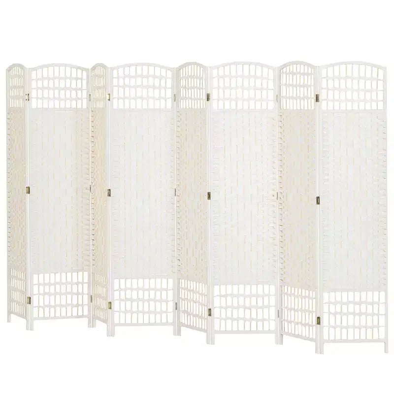 8-Panel Folding Room Divider with Woven Fiber Panels