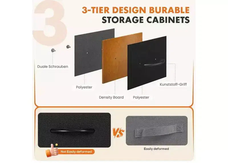 5-Drawer Fabric Dresser with Metal Frame and Wooden Top