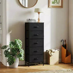 JIONJOY 5-Drawer Fabric Dresser - Metal Frame, Wooden Top TV Stand for Clothes Storage (Living Room Hallway Entryway)