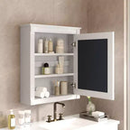 Pensile da Bagno 27 Pollici con Specchio e Mensola Regolabile, Bianco