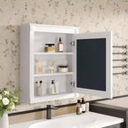 Pensile da Bagno 27 Pollici con Specchio e Mensola Regolabile, Bianco