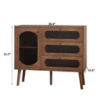 Mobiletto vintage in legno e vetro con 3 cassetti e 1 anta