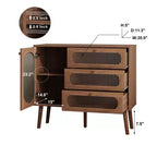 Mobiletto vintage in legno e vetro con 3 cassetti e 1 anta