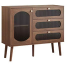 Mobiletto vintage in legno e vetro con 3 cassetti e 1 anta