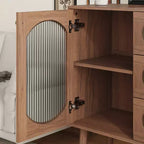 Mobiletto vintage in legno e vetro con 3 cassetti e 1 anta