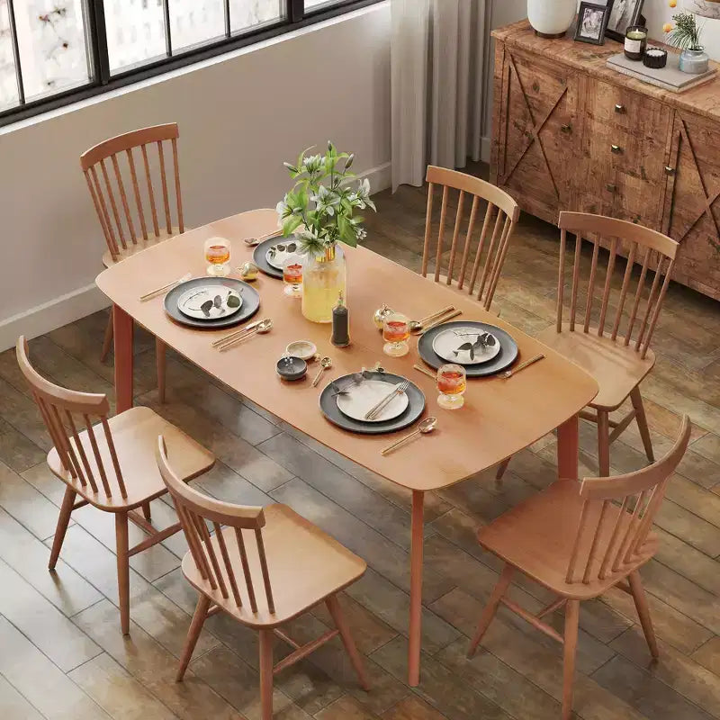Solid Wood Dining Table, Rectangular Kitchen Table for Dining Room