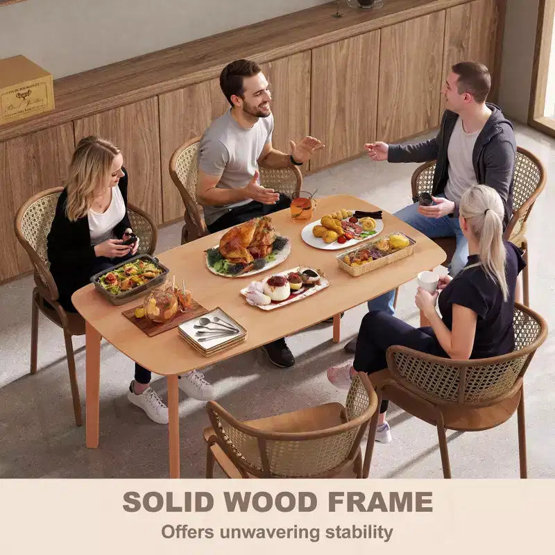 Solid Wood Dining Table, Rectangular Kitchen Table for Dining Room