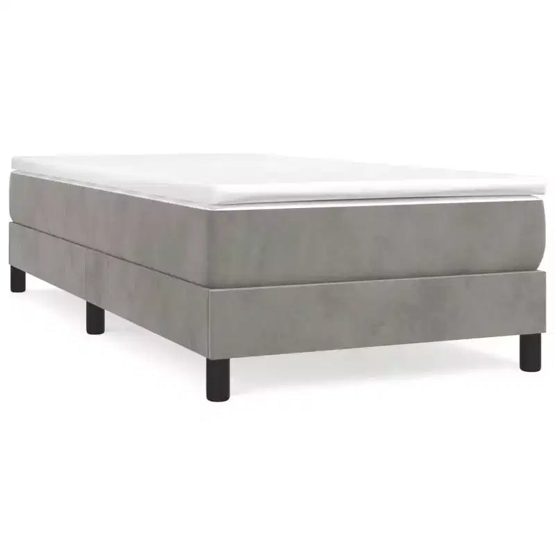 Twin XL Platform Bed Frame with Velvet Upholstery, Light Gray