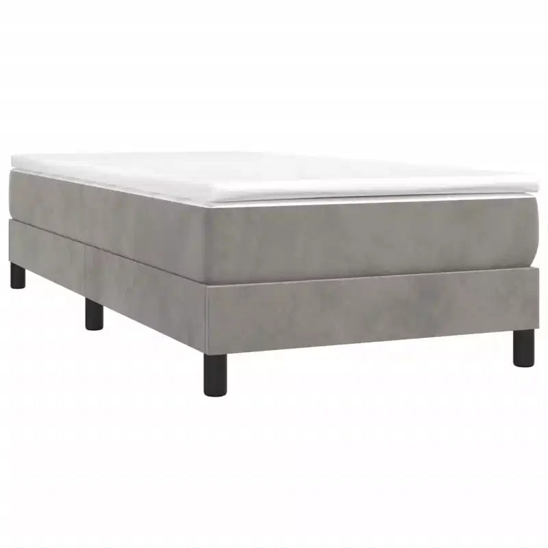 Twin XL Platform Bed Frame with Velvet Upholstery, Light Gray