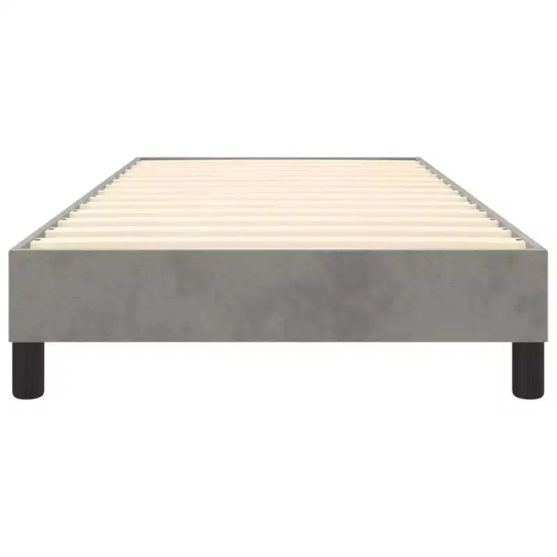 Twin XL Platform Bed Frame with Velvet Upholstery, Light Gray
