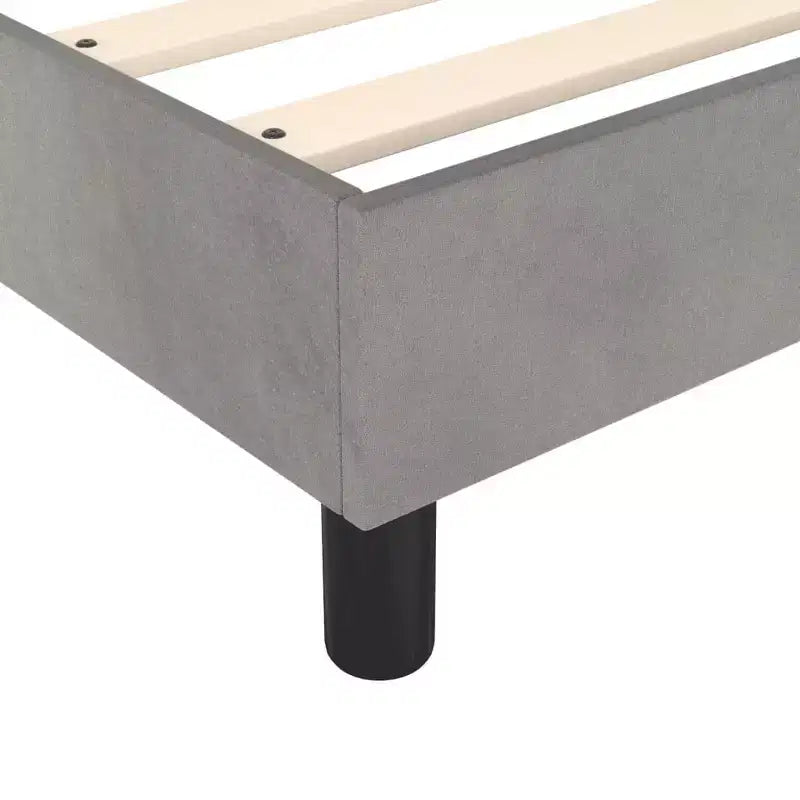 Twin XL Platform Bed Frame with Velvet Upholstery, Light Gray