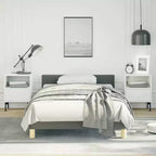 Bed Frame With Headboard Dark Grey 100% Polyester Twin XL