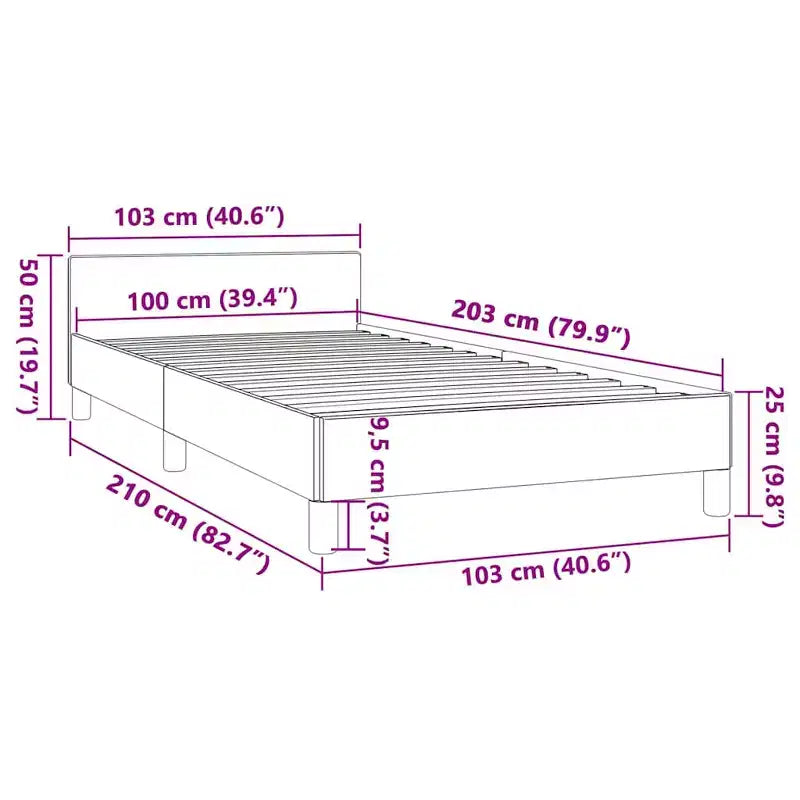 Twin XL Platform Bed Frame – Dark Grey Upholstered, No Headboard