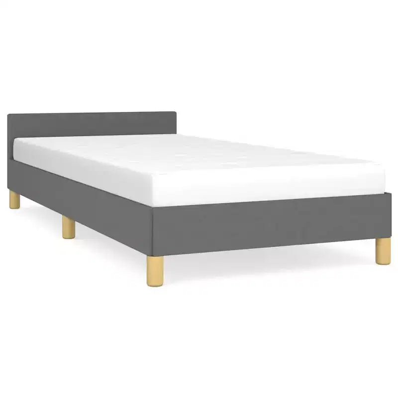 Twin XL Platform Bed Frame – Dark Grey Upholstered, No Headboard