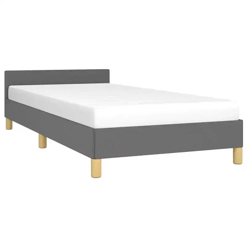 Twin XL Platform Bed Frame – Dark Grey Upholstered, No Headboard