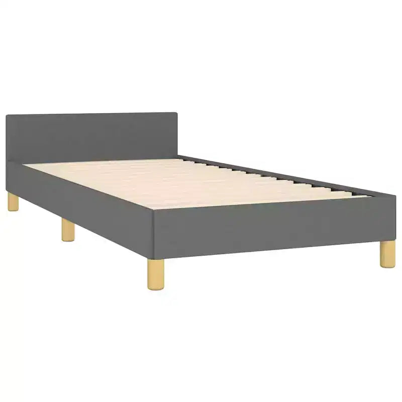 Twin XL Platform Bed Frame – Dark Grey Upholstered, No Headboard