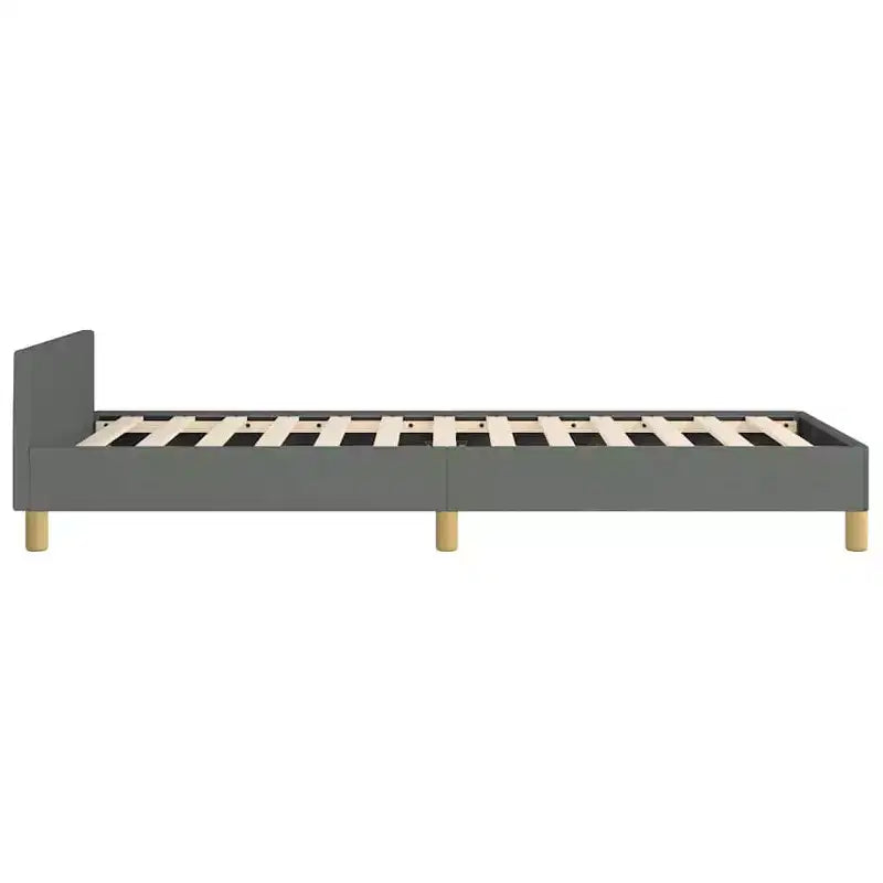 Twin XL Platform Bed Frame – Dark Grey Upholstered, No Headboard
