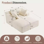 Chaise longue da interni 168x122 cm, divano imbottito in velluto a coste con seduta profonda e braccioli, nessun montaggio richiesto, beige