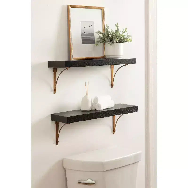 Floating Shelf Set, Black, 2-Piece, 24 Inch