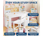 Set Scrivania e Sedia per Bambini con Contenitore e Piano Inclinabile