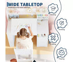 Set Scrivania e Sedia per Bambini con Contenitore e Piano Inclinabile