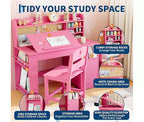Set Scrivania e Sedia per Bambini con Contenitore e Piano Inclinabile