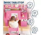 Set Scrivania e Sedia per Bambini con Contenitore e Piano Inclinabile