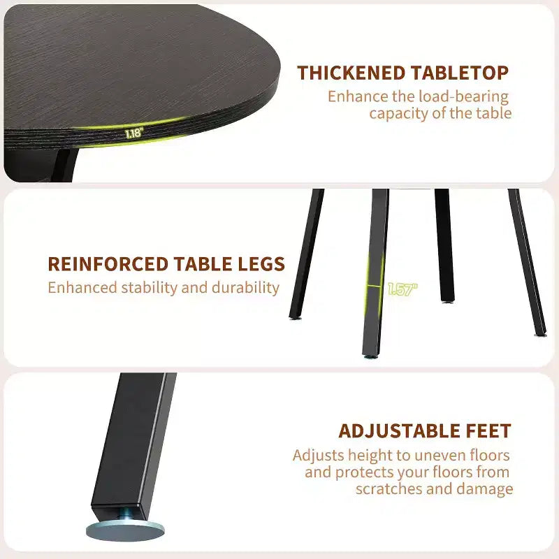 47-Inch Round Dining Table with Storage Shelf and Metal Legs