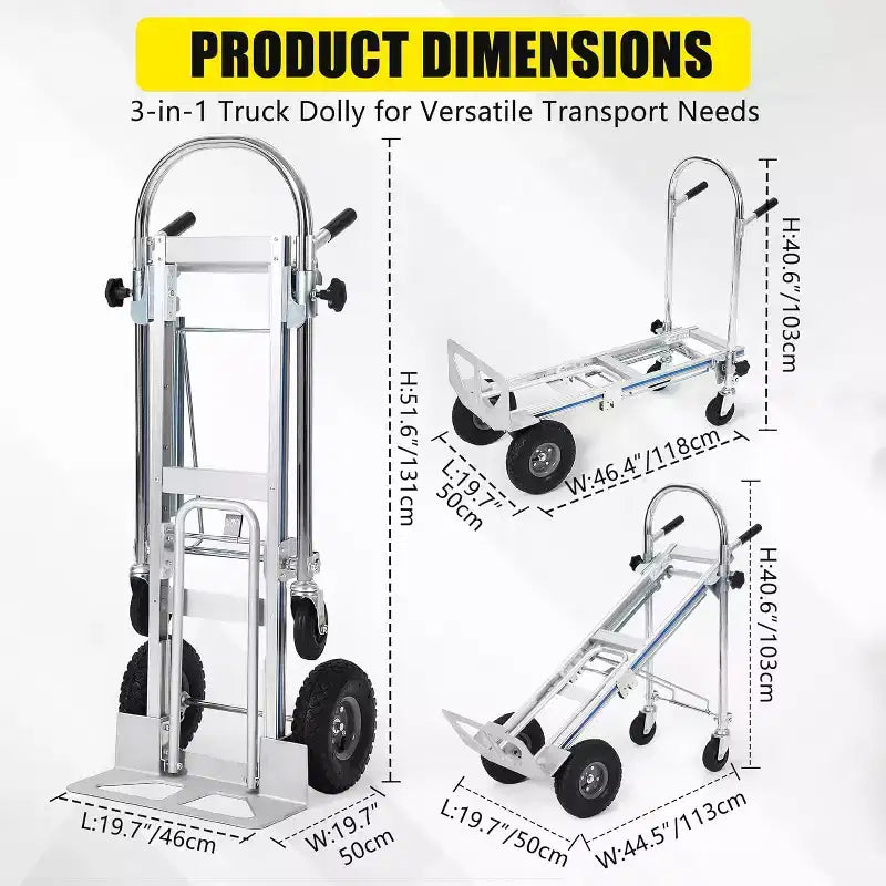 Convertible Hand Truck and Platform Cart, 700 lbs Capacity